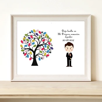 

My First Holy Communion Sign Book,Wedding dress Girls DIY Mi Primera Comunion Fingerprint Signature Guest Book,Boys Baptism Gift