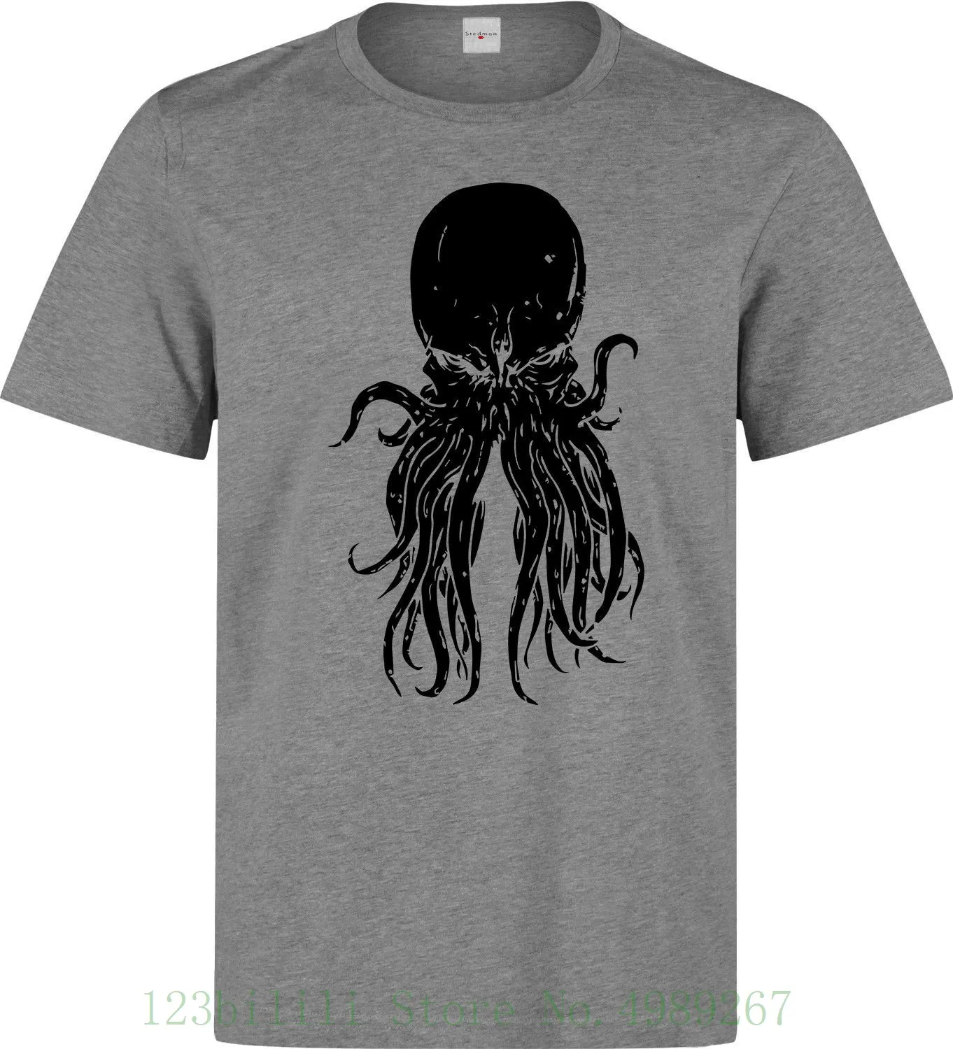 Мужская серая футболка Cthulhu Elder God черная с коротким рукавом летние топы | одежда