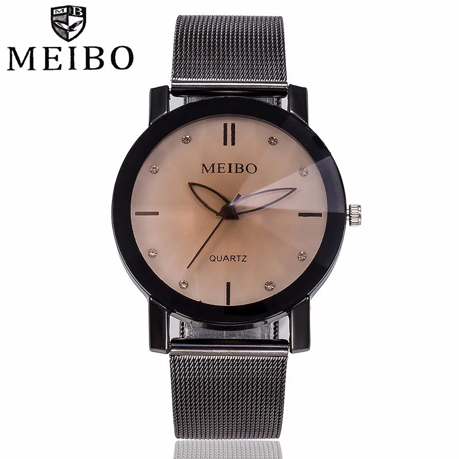

MEIBO Brand Fashion Women Black Stainless Steel Mesh Quartz Watches Casual Ladies Dress Watches Gift Clock Relogio Feminino