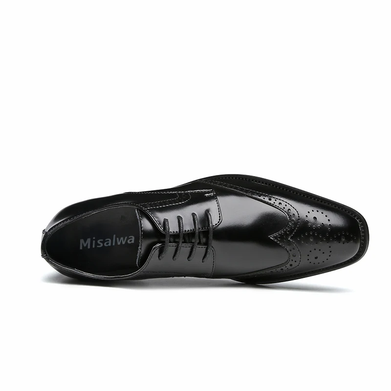 Misalwa/; броги; оксфорды ручной работы; Мужская официальная обувь из натуральной кожи; цвет черный, бордовый; стильные модельные туфли для мужчин; Прямая поставка