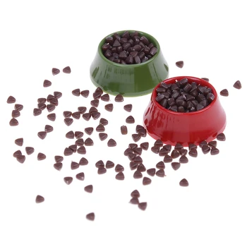 

NEW 1/12 Scale Pet Dog Food on Bowl for Dolls Accessory Kitchen Garden Courtyard Decoration Life Scene Dollhouse Miniature