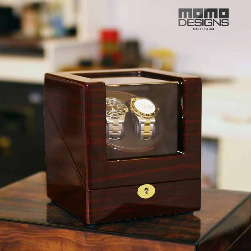 Preiswero Watch winder 2 Автоматическая коробка вафсы мабути мотор машина коробка ручной работы на пианино отделка/роскошные часы вращения коробка