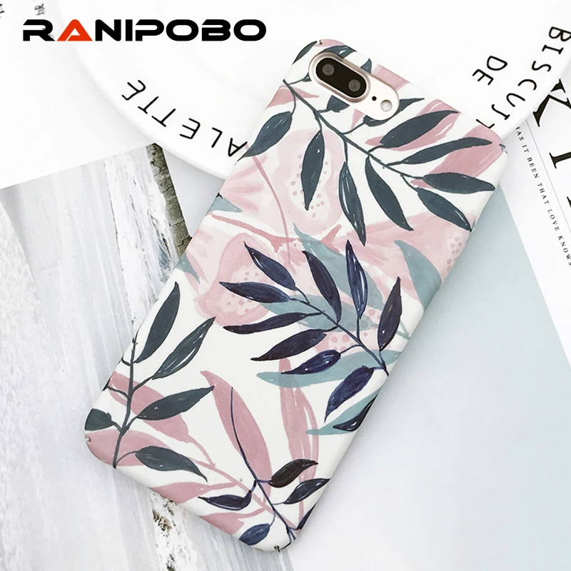 

Newest Leaves Print Phone Case For iPhone 6 6S 7 Plus Hard Plastic Full Protect Back Cover for iPhone6
