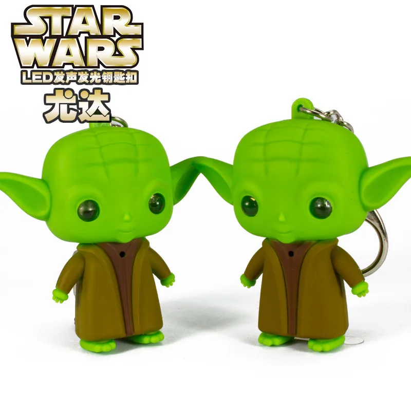 1pc Star Wars Master Yoda Pendant Figure Keychain LED Lite Torch Toy key rings