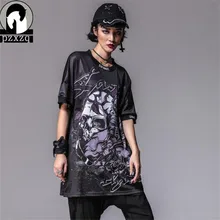 Харадзюку панк стиль Женская летняя футболка с коротким рукавом Футболка с принтом черепа сетчатая ткань Повседневная дышащая футболка для женщин s