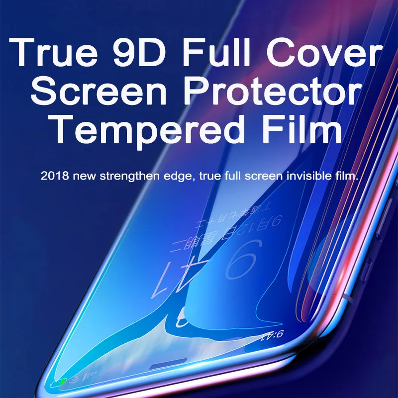 2018 Новый 9D для iphonex xr xs xsmax изогнутые сплошная полноэкранная закаленная Защитная