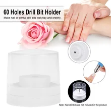 Держатель для сверл для ногтей, 60 отверстий, стоматологическая подставка для Бора, органайзер, контейнер, прозрачная крышка, пластиковый аксессуар для ногтей