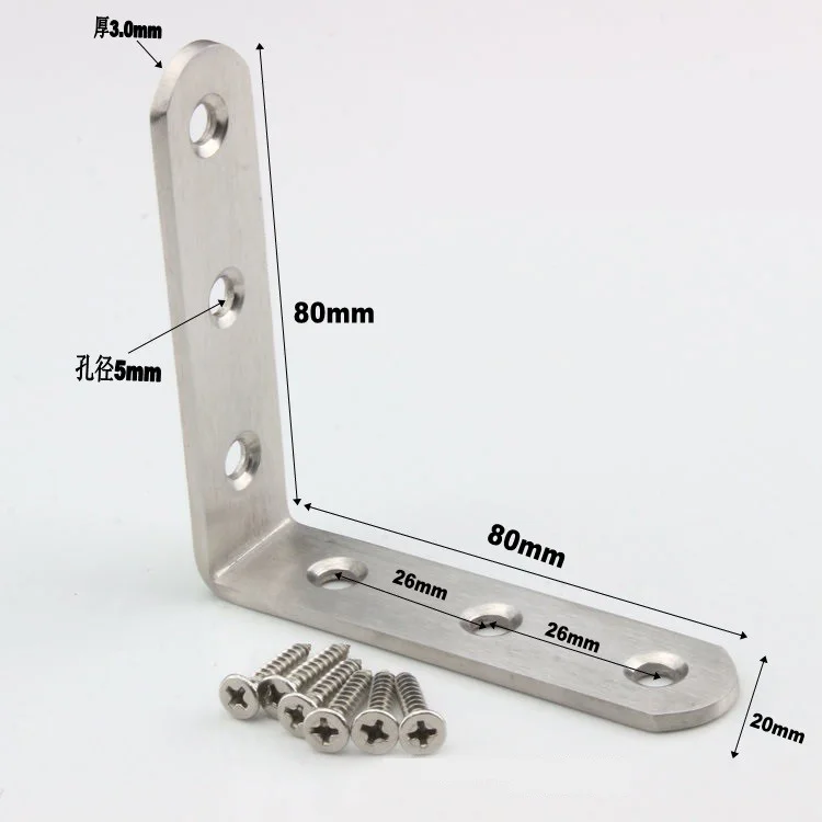 10 шт./лот универсальный разъем из нержавеющей стали тип L 90 градусов угловой крепеж треугольник угловой кронштейн с винтом