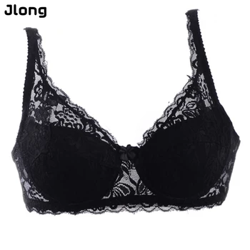 

Sexy Underwear 3/4 Cup Padded Lace Trim Bra Breathable Solid Brassiere Bra Push Up Bras For Ladies Women