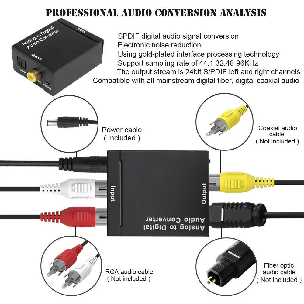 Аналоговый и цифровой конвертер ADC оптический коаксиальный RCA Toslink SPDIF адаптер ТВ