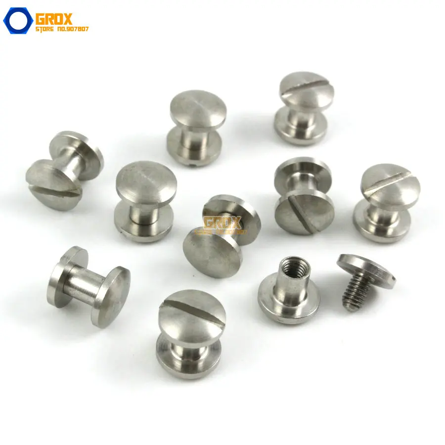 

20 Set 8*5mm 304 Stainless Steel Rivet Chicago Screw for Leather Craft Cambered Head