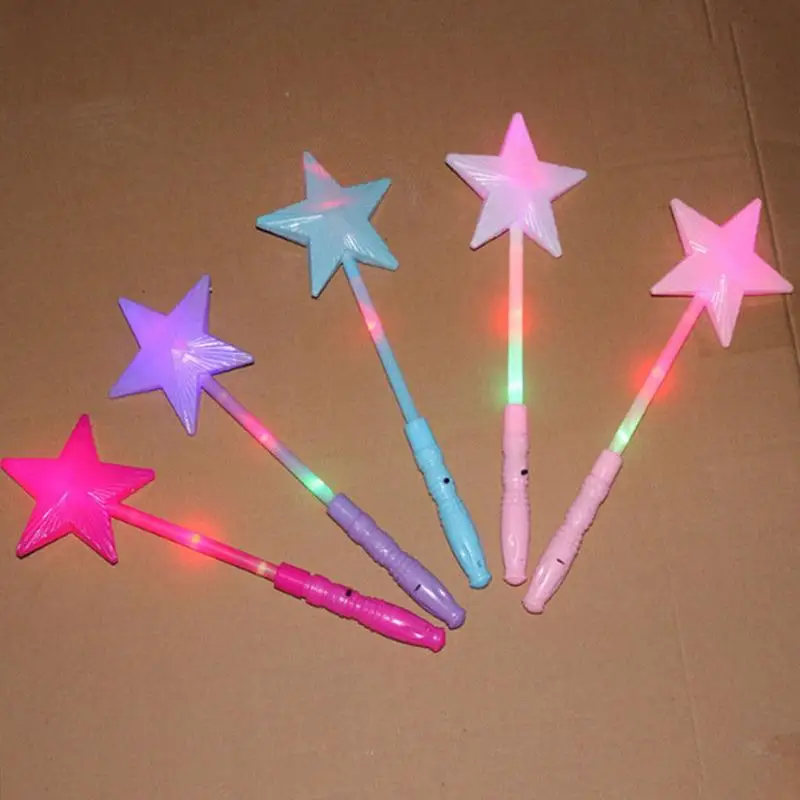 Светящиеся палочки с пятиконечной звездой для детей, флуоресцентные палочки для концерта, волшебные палочки, пластиковые светящиеся палочки