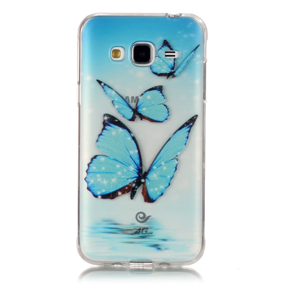 Slim Soft TPU Case Butterfly Flowers Relief Clear Silicone Skin Cover Phone Cases For Samsung Galaxy J3 (2016) J310 J320 J320F |