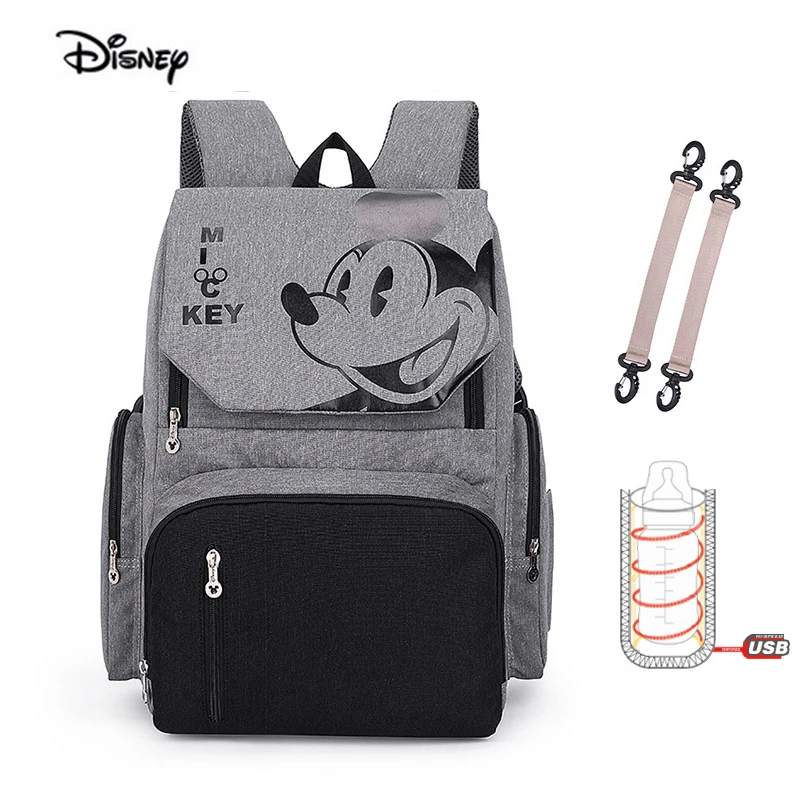 Disney Minnie nouvelle momie sac à couches mode Double épaule étanche mère sac pour bébé couches USB plus chaud maternité sac à dos
