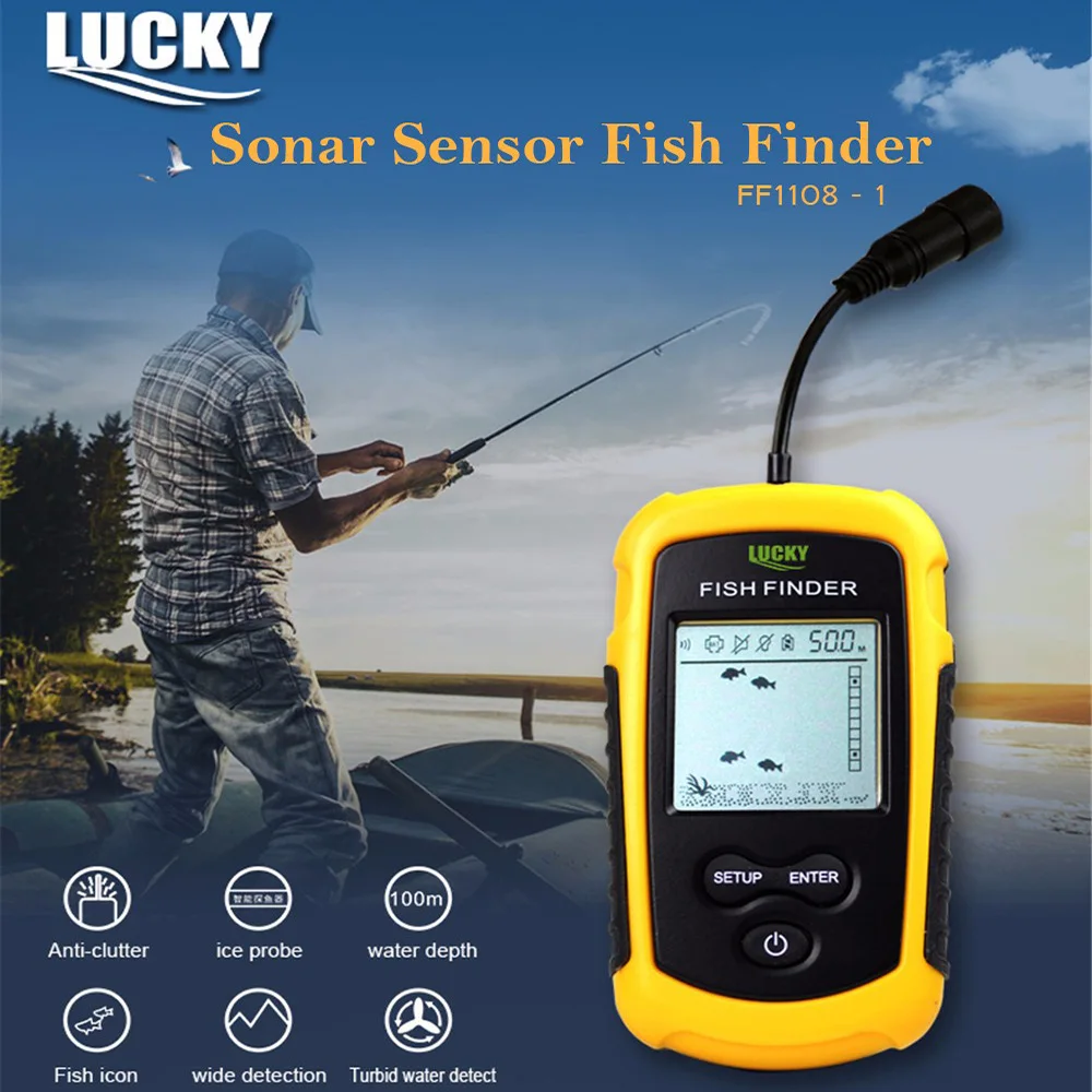 LUCKY FF1108 1 Fish Finder 100M Portable Sonar Sensor Transducer