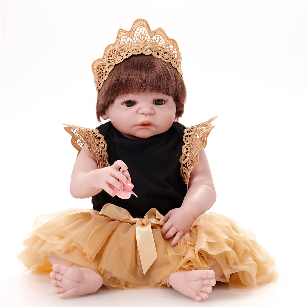 

22 inches Soft Full Silicone Reborn Doll Cute Newborn Baby Princess Girl Doll Toy for Kids Birthday Xmas Gift Bebe
