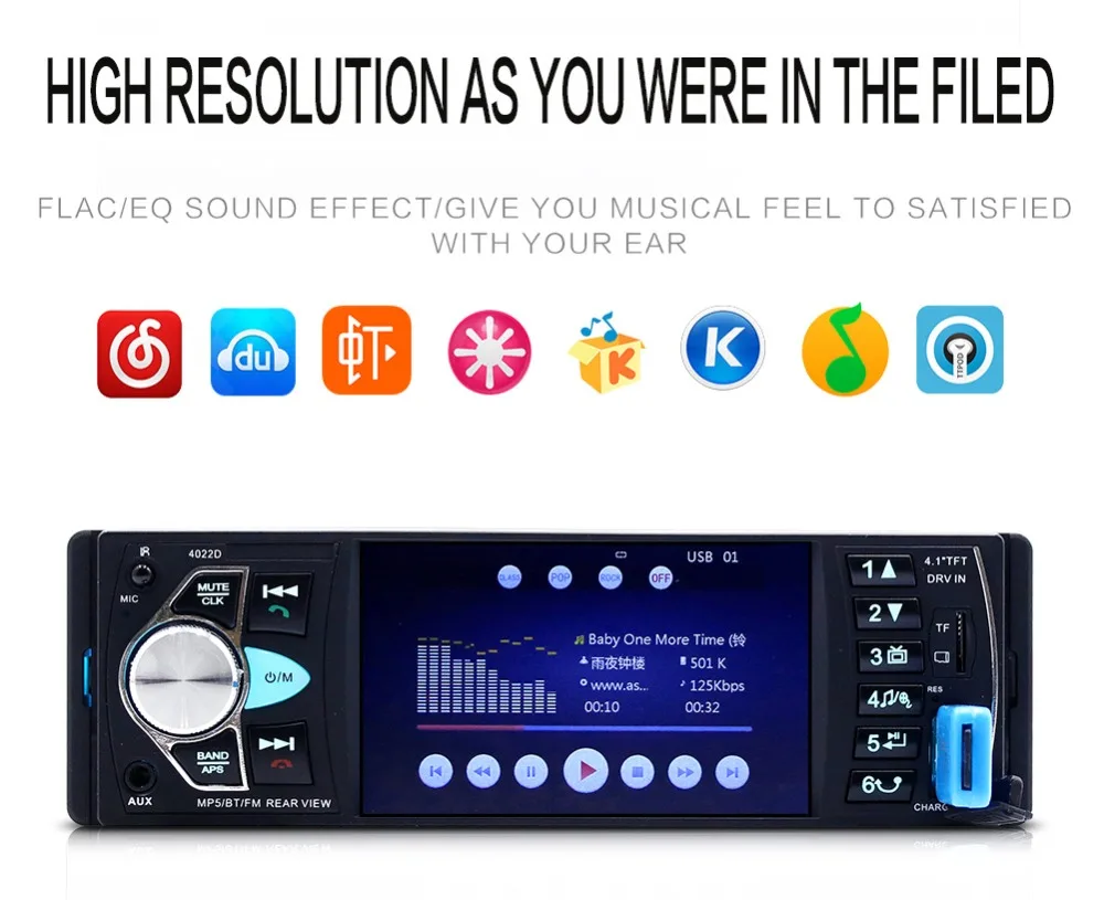 Adeeing 4,1 дюймов аудио автомобильный Mp5 плеер FM Автомагнитола 1Din Автомагнитола Bluetooth аудио Авто Стерео Mp4 Автомобильный Mp5 плеер 4,1 дюймов