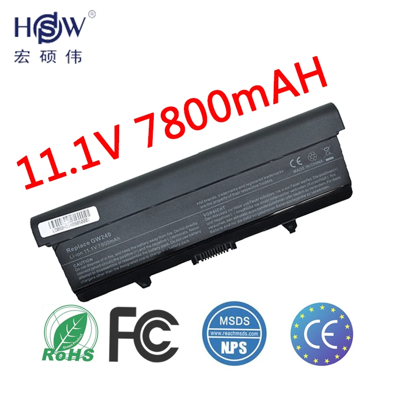 HSW 9cell 7800MAH Аккумулятор для ноутбука Dell GW240 297 M911G RN873 RU586 XR693 Inspiron 1525 1526 x284g|battery for
