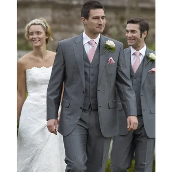 

2019 Tailored Classic Suits Men Slim Fit For Wedding Prom Casual Groomsmen Suits Groom Tuxedos Men Suit Set (Jacket+Vest+Pants)