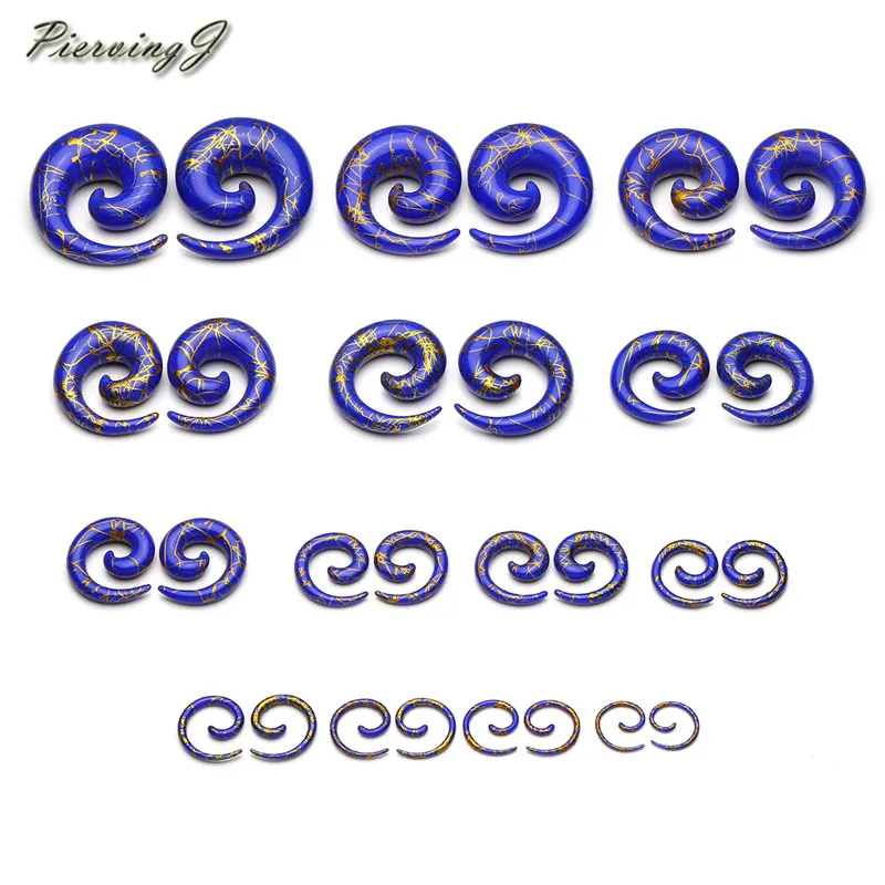 

PiercingJ 14pairs / set 1.6-20mm Acrylic Spiral Snail Ear Expander Plug Taper Earrings Set
