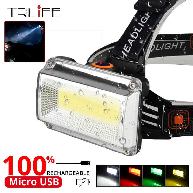 

10000Lumen Built-in 2400mAh USB Charging LED Headlamp COB headlight Portable Searchlight lantern flashlight For Outdoor Camping