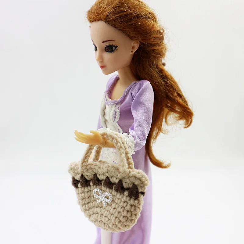 6 шт./партия) ручной работы вязаный крючком Вязание DIY ремесло мини-сумочка(6x7 см) для Аксессуары для кукол