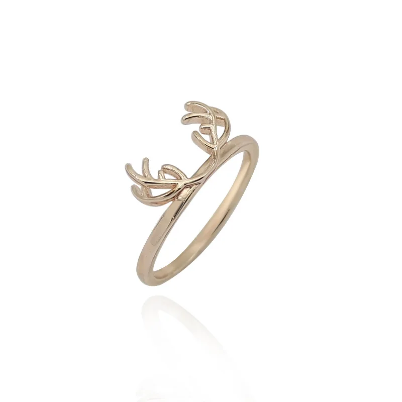 Модное кольцо в форме капли воды с изображением кота, простое регулируемое кольцо с крыльями ангела, ювелирное изделие в подарок для студентов - Цвет основного камня: Gold Antlers