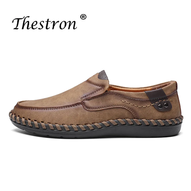 

Man Casual Shoes Big Size 38-48 Driving Shoes for Male Split Leather Classic Loafers Black Brown Autumn Winter Retro Shoes Men