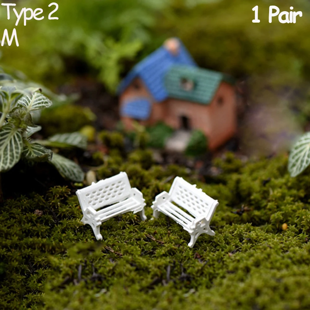 1 Pair Miniature Bench Stools Resin Chair Crafts Succulents Bonsai Doll House Park Chair Figurines Ornament Crafts Miniature Figurines Resin Ornaments Miniature Ornament Resin Crafts