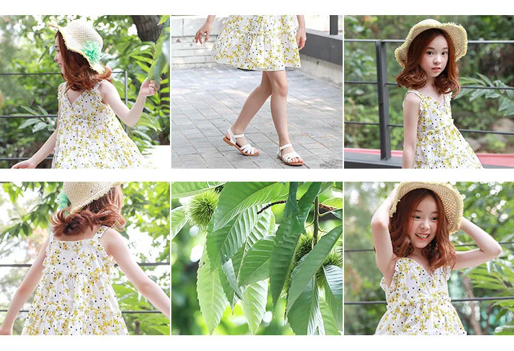 v-neck printed suspender dress baby big girls summer 2018 sundress clothing children kids dresses for girls party wear clothes (10)