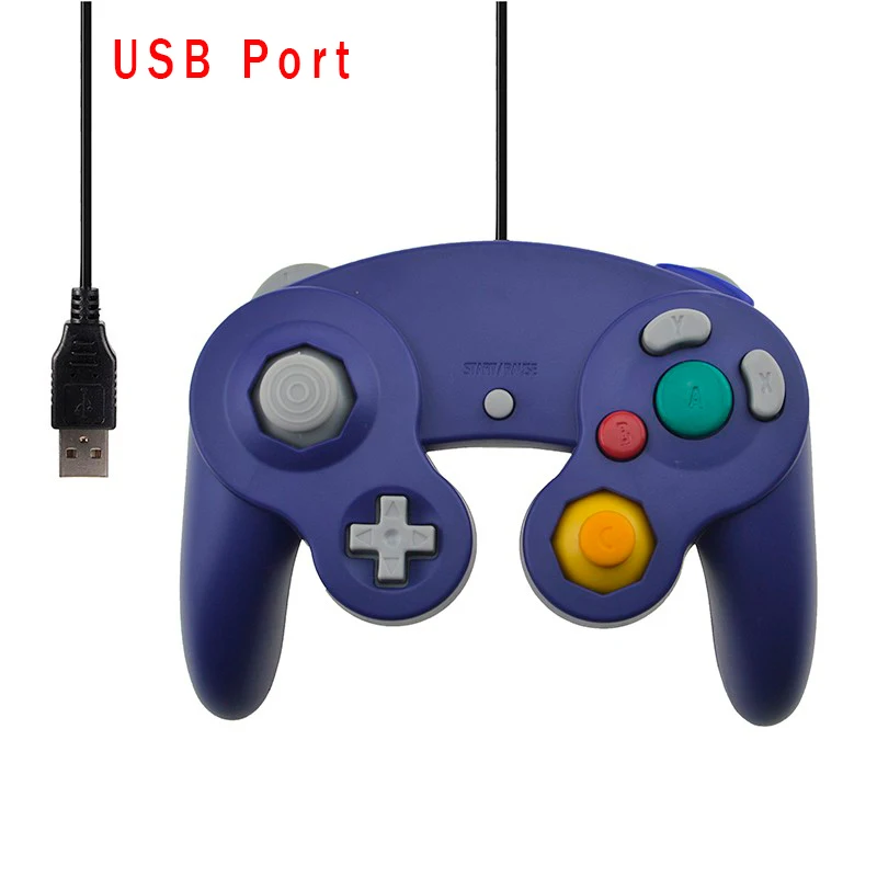 USB проводной контроллер Вибрационный амортизатор джойстик для kingd Gamecube для NGC для GC для ПК Компьютерные аксессуары - Цвет: USB Interface Blue