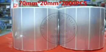 

70 * 20mm * 2000Pcs waterproof thermal transfer label printer paper tags matte silver PET blank handmade custom sticker