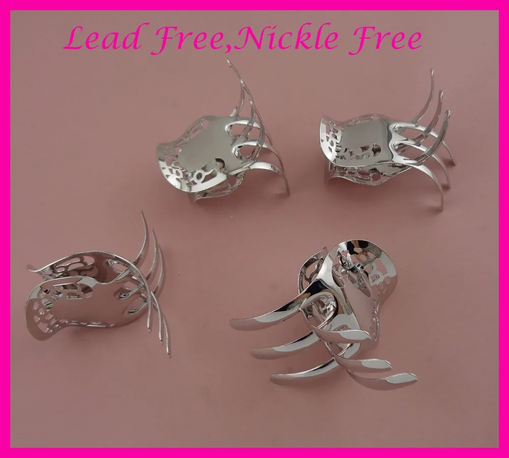 

5PCS silver finish 4.5cm 1.75" Shiny Large Filigree Metal Hair Claw clamp hairgrips at lead free,nickle free,jaw hair clips Grip