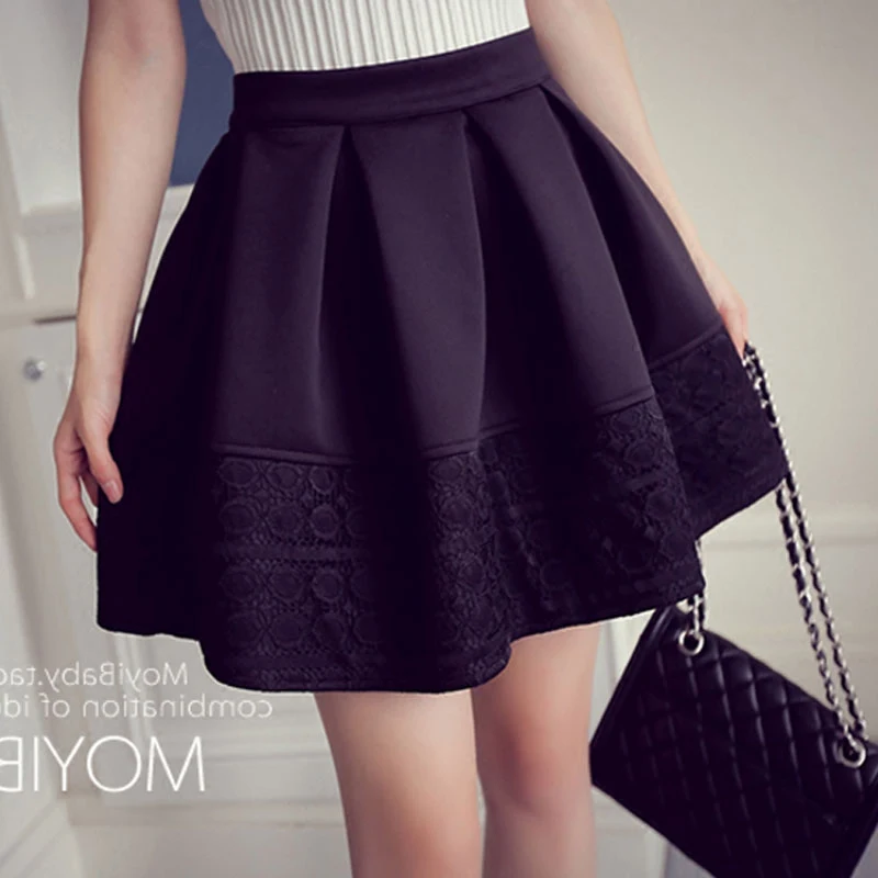 

2017 Spring Autumn Empire Mini Ball Gown Lace Patchwork Skirt Women Jupe femme Falda de las mujeres