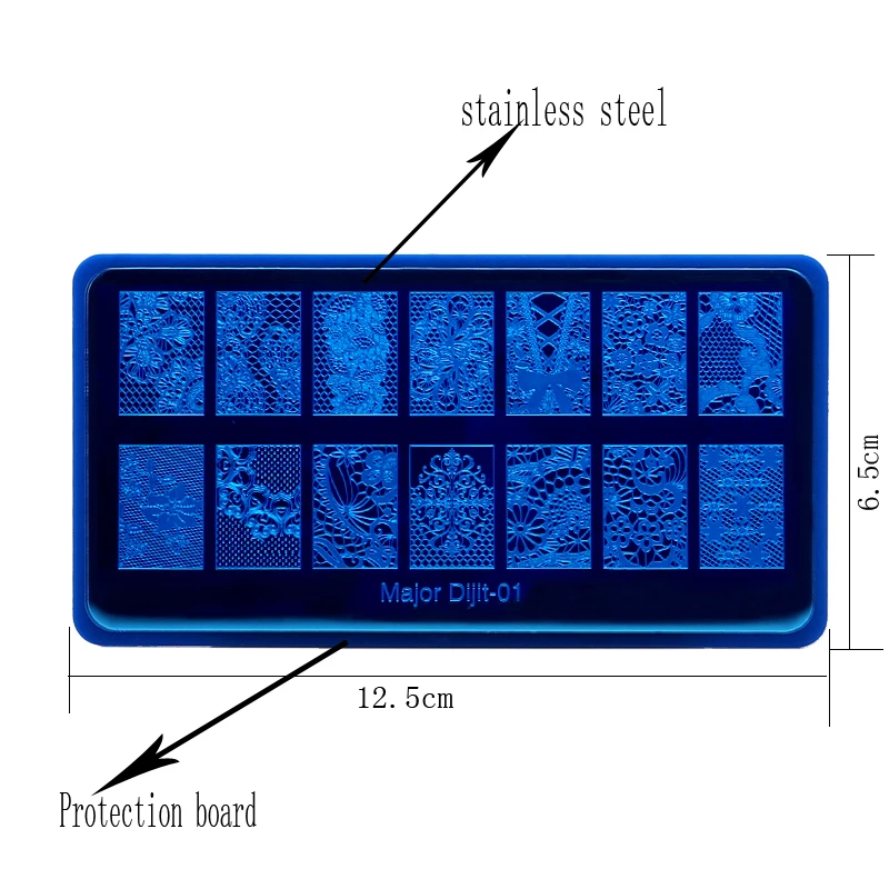 Preise Top Qualität 10 teile satz Großen Dijit Nagel Stanzen Platten Nail art Stanzen Vorlage Bild Platte Nagel Schablone Mit protectiveback