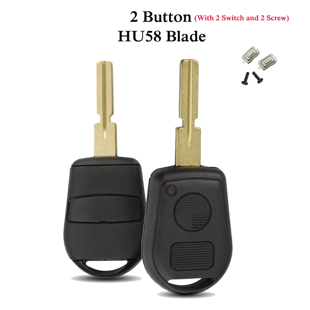 OkeyTech Замена для BMW E46 E36 E39 E90 Z3 Автомобильный ключ корпус чехол Fob 2/3 Buttton HU58/HU92 без выреза - Количество кнопок: BM-KS01