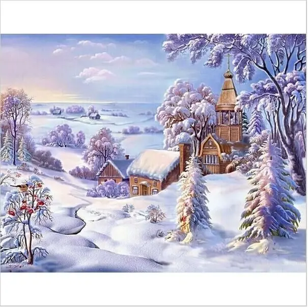 

Diy cube Diamond Painting Cross Stitch Diamond Embroidery Scenic Winter Scenery Pattern Hobbies And Diamond Mosaic Christmas