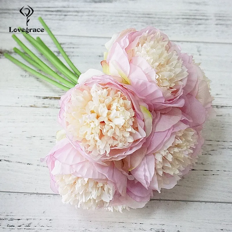 silk peony flowers artificial wedding bouquet fake flowers home floral decor (18)