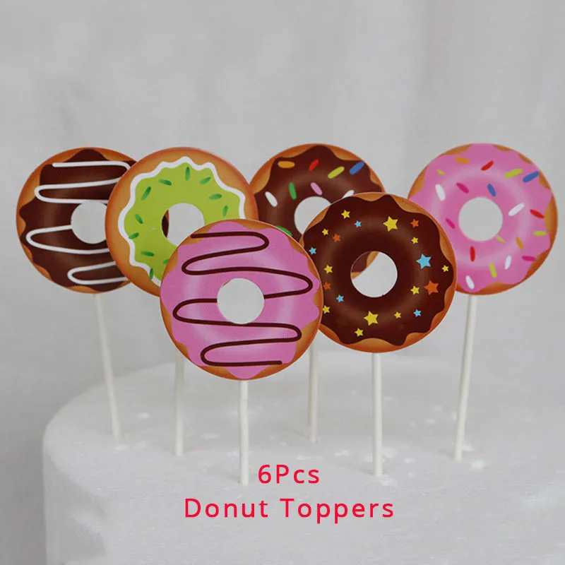 WEIGAO 6 шт. пончик Grow Up торт Топпер день рождения торт Декор вечерние принадлежности для детского душа первые топперы для торта на день рождения принадлежности - Цвет: 6Pcs donuts topper