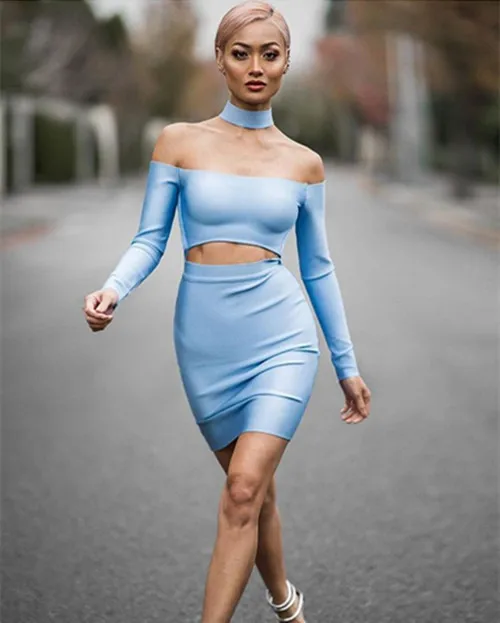 black and light blue outfits