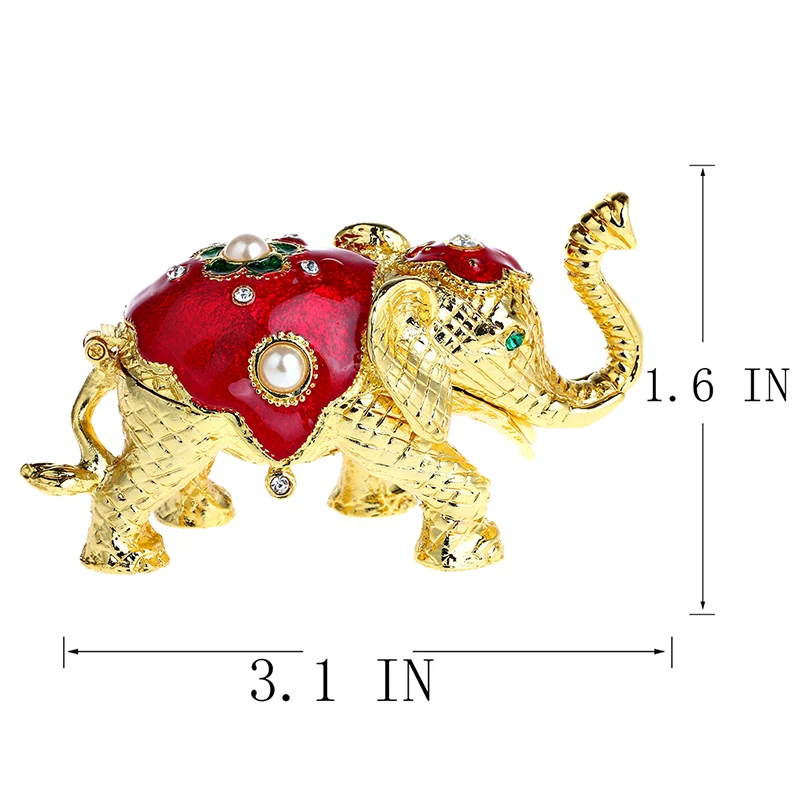 H& D 3,1 дюймов коробка для безделушек на шарнирном кольце держатель Маленький слон Bejeweled коробки для безделушек статуэтки коллекционные украшения подарки