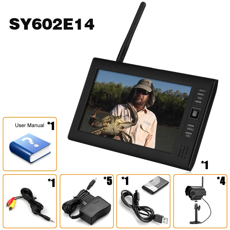  7 Inch Monitor Wireless CCTV Kit 2.4GHz 4CH Channel CCTV DVR 4PCS Wireless Cameras Audio Night Visi - 32768332479