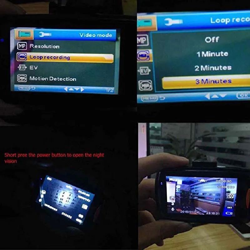 Автомобильный видеорегистратор JUEFAN 2 4 &quotHD 1080P с камерой ночного