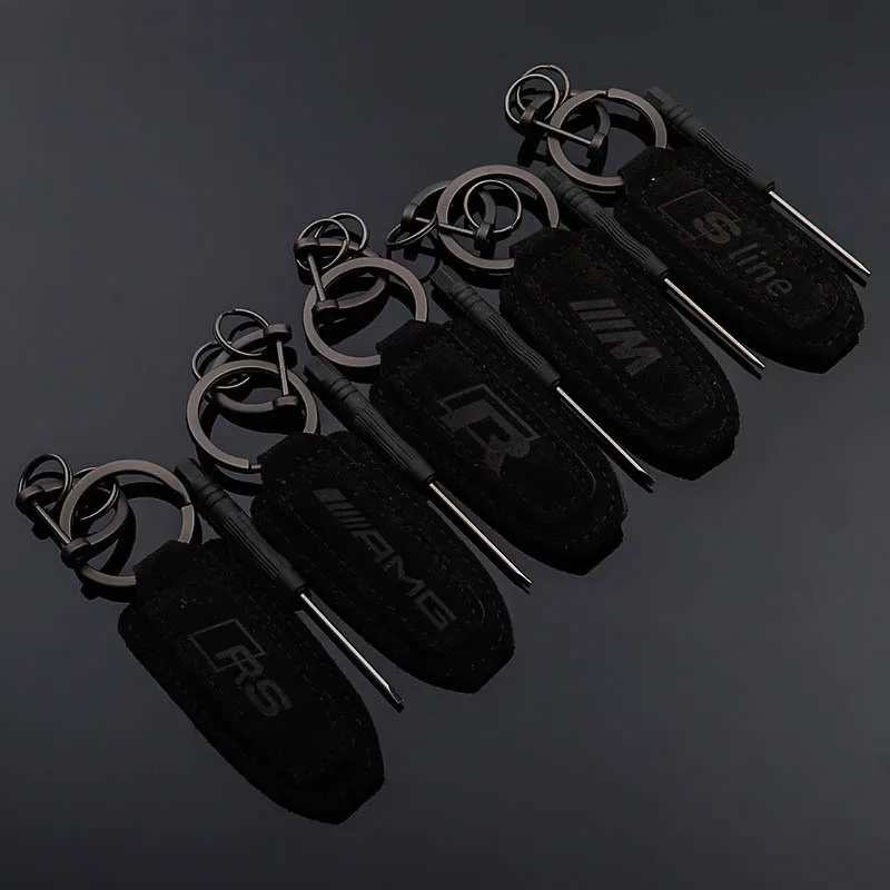 

Hot push! High-end! M tri-color standard Mercedes-Benz AMG Audi RS Audi Sline fur suede car leather key ring pendant!