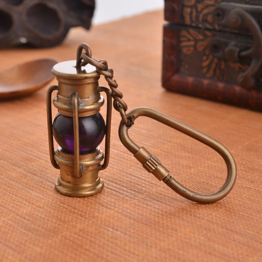 Морской латунный светильник брелок античный фонарь брелок моряк, капитан подарок - Цвет: Purple
