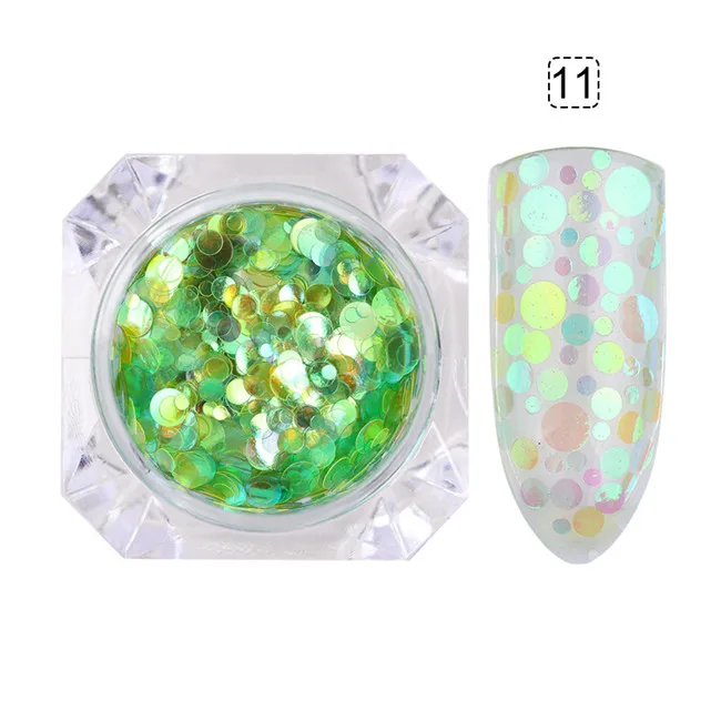 Блестки для ногтей полупрозрачные цветные круглые смешанные размеры Блестки для ногтей мерцающий блеск для УФ-геля DIY украшения - Цвет: Color11