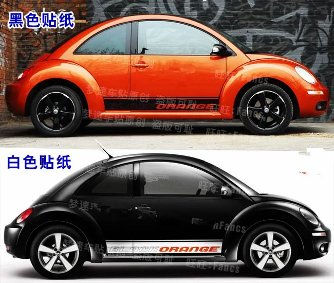 Дизайн резной корпус автомобиля белая/черная наклейка с оранжевыми словами для волкваген Жук Z2CA384