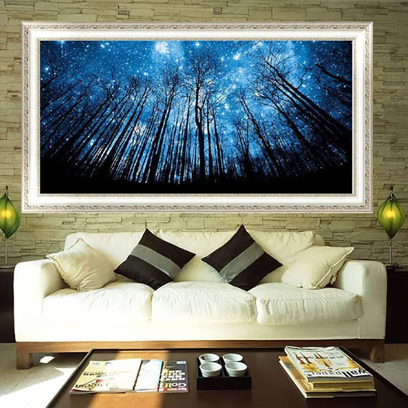 New 5D Diamond Embroidery Painting DIY Forest Blue Sky Cross Stitch Craft Home Decor