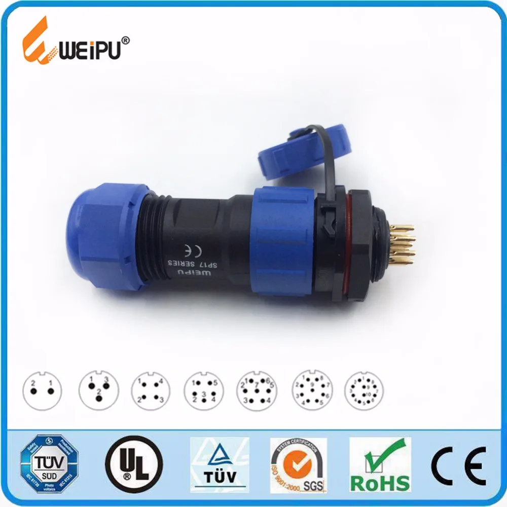 

Weipu SP17 Waterproof IP68 Connector 2 3 4 5 7 9 Pin Cable Plug In-line Cable Socket SP1710 Male Plug and SP1712 Female Socket