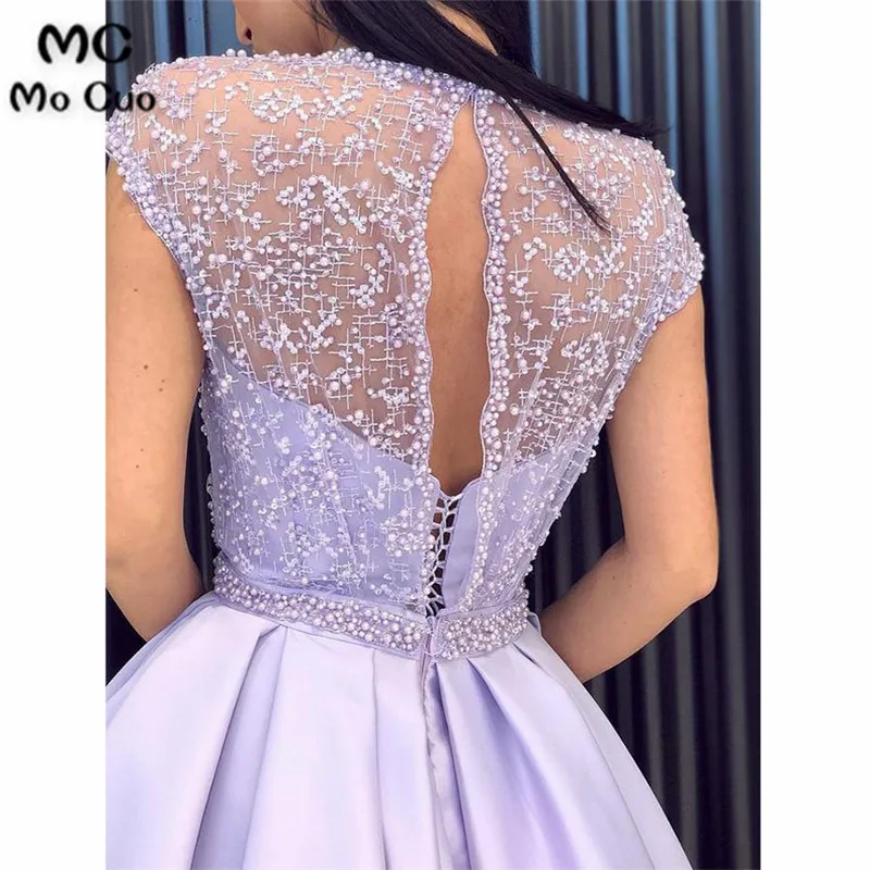 Stunning Tulle & Satin Cap Sleeves A-line Prom Dresses With Beadings 3